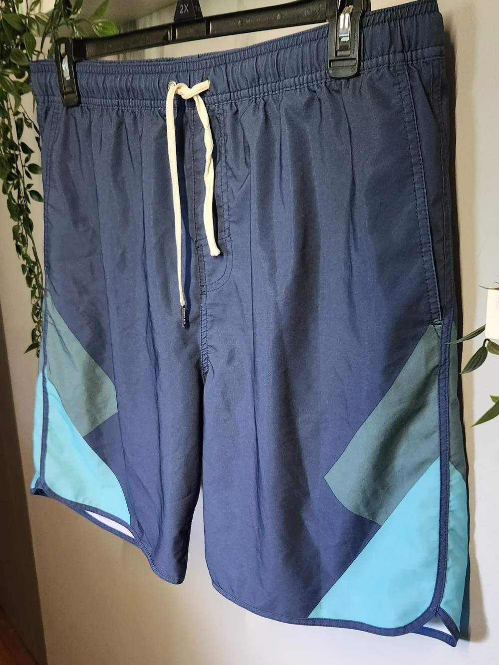 Fair Harbor Navy Blue Men's Swim Trunks with Teal Accent XXL